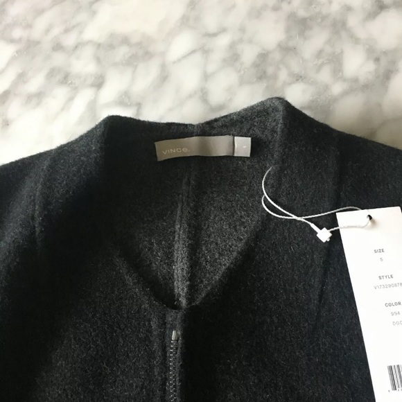 VINCE Charcoal Wool Longline Shell Coat Small - Picture 5 of 9
